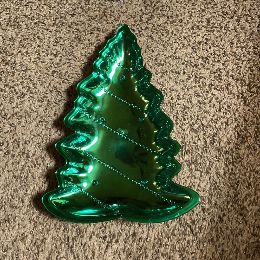 NWT - Christmas Tree Tray - Green - Shiny - Light